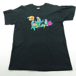 VINTAGE Handmade Macaw Parrots T-Shirt Adult Large 100% Cotton Preshrunk SS